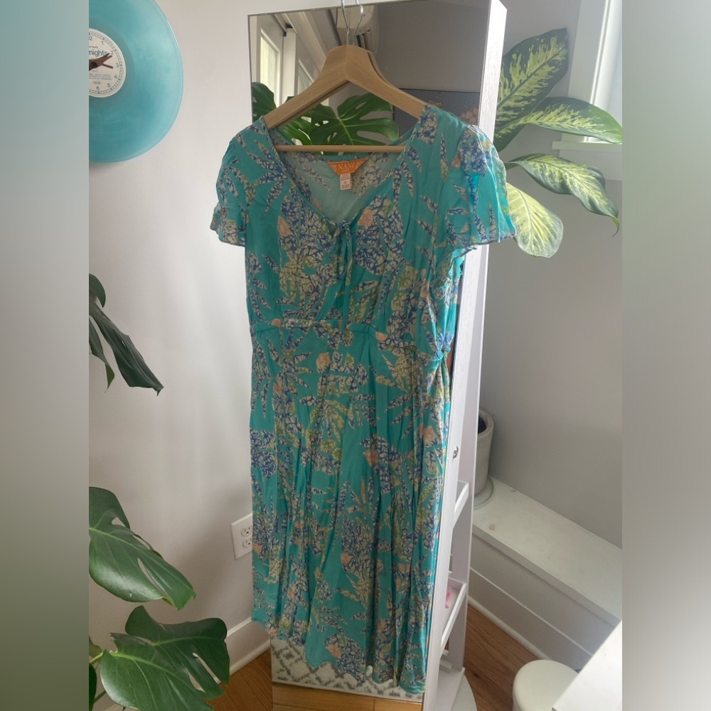 Nani Hawaii Hawaiian Dress Size medium blue floral